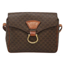 CELINE Macadam Canvas Shoulder Bag PVC Leather Brown Gold Auth yk18347-13