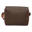 CELINE Macadam Canvas Shoulder Bag PVC Leather Brown Gold Auth yk18347-2