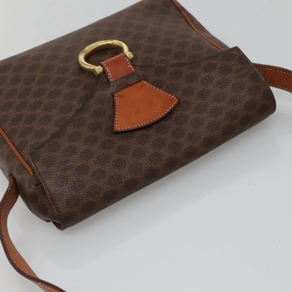 CELINE Macadam Canvas Shoulder Bag PVC Leather Brown Gold Auth yk18347