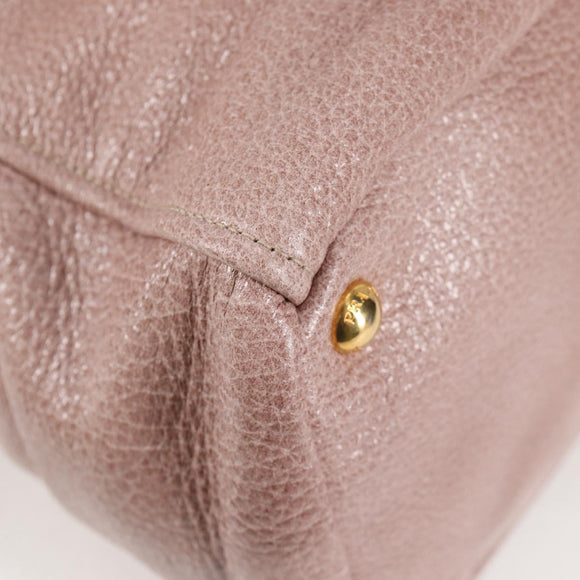 PRADA Hand Bag Leather 2way Pink Gold Auth yk18353M