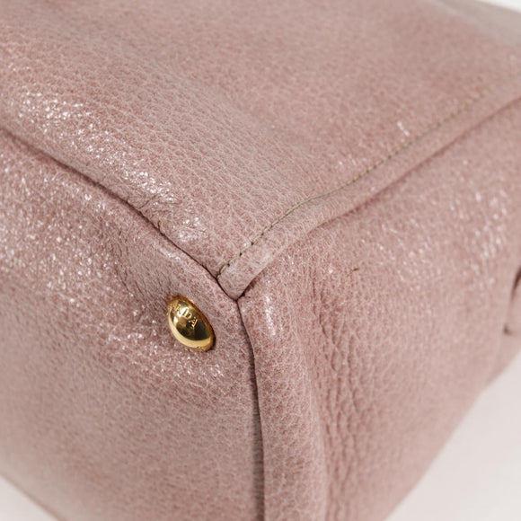 PRADA Hand Bag Leather 2way Pink Gold Auth yk18353M