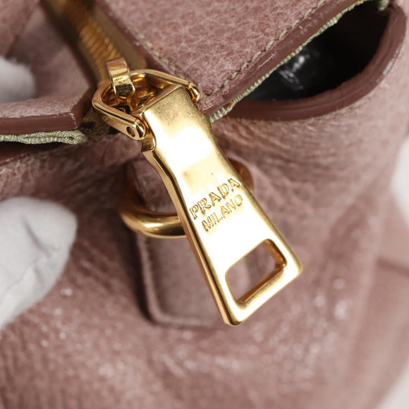 PRADA Hand Bag Leather 2way Pink Gold Auth yk18353M