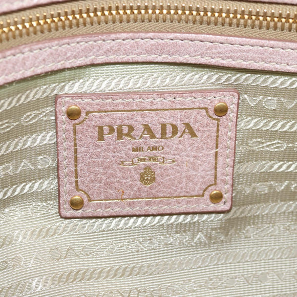 PRADA Hand Bag Leather 2way Pink Gold Auth yk18353M