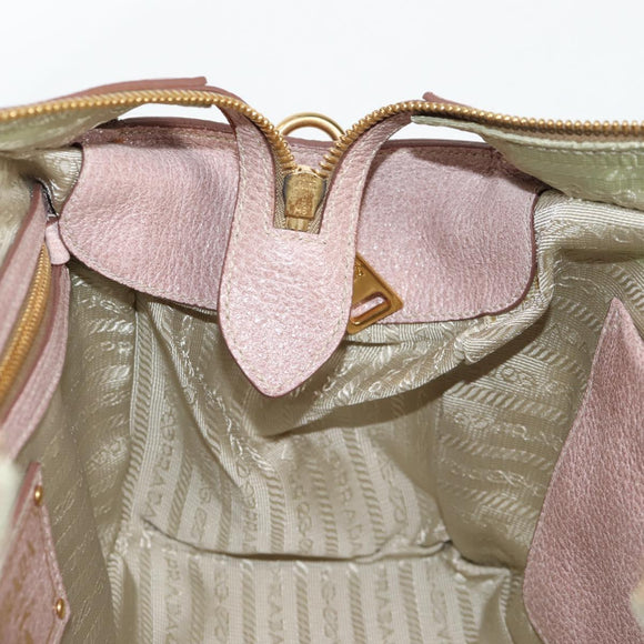 PRADA Hand Bag Leather 2way Pink Gold Auth yk18353M