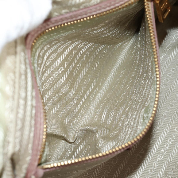 PRADA Hand Bag Leather 2way Pink Gold Auth yk18353M