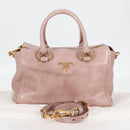 PRADA Hand Bag Leather 2way Pink Gold Auth yk18353M-12