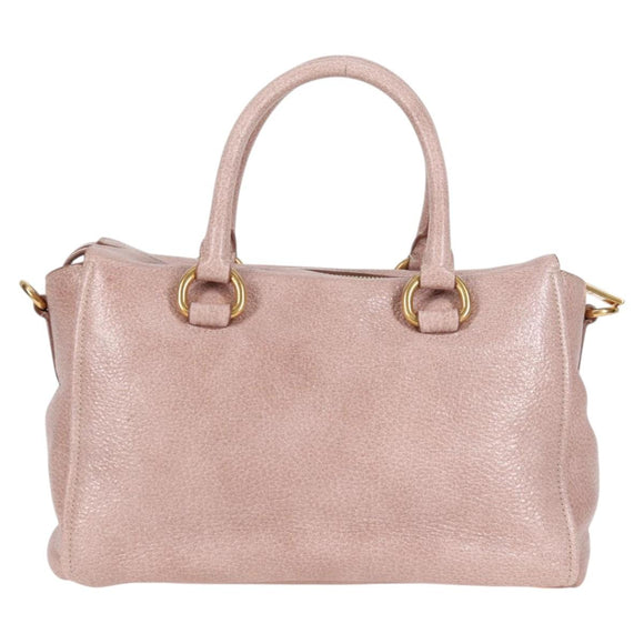 PRADA Hand Bag Leather 2way Pink Gold Auth yk18353M