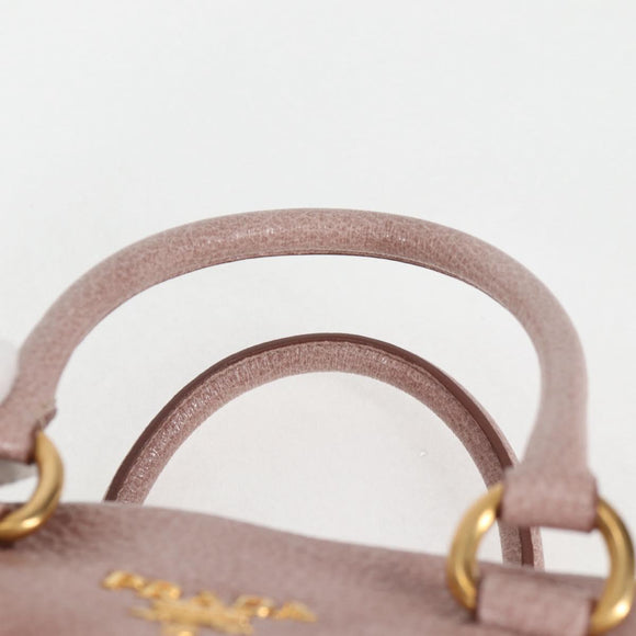 PRADA Hand Bag Leather 2way Pink Gold Auth yk18353M