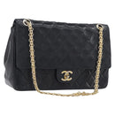 CHANEL Matelasse Chain Hand Bag Lamb Skin Vintage Black Gold CC Auth yk18374A-1