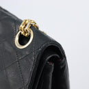 CHANEL Matelasse Chain Hand Bag Lamb Skin Vintage Black Gold CC Auth yk18374A-15