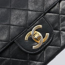 CHANEL Matelasse Chain Hand Bag Lamb Skin Vintage Black Gold CC Auth yk18374A-16