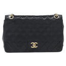 CHANEL Matelasse Chain Hand Bag Lamb Skin Vintage Black Gold CC Auth yk18374A-2