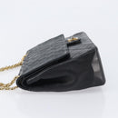 CHANEL Matelasse Chain Hand Bag Lamb Skin Vintage Black Gold CC Auth yk18374A-5
