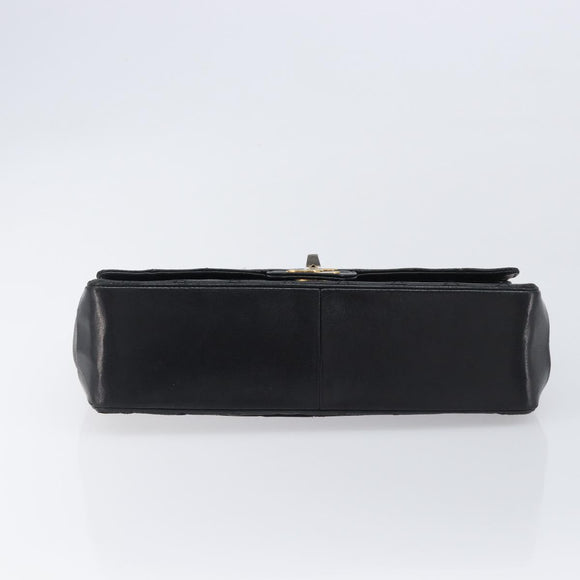 CHANEL Matelasse Chain Hand Bag Lamb Skin Vintage Black Gold CC Auth yk18374A