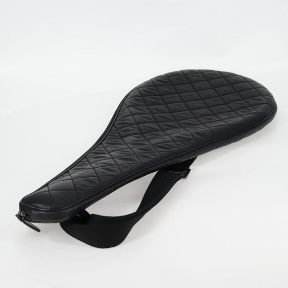 CHANEL Tennis Racket Case Set COCO Mark plastic Black White CC Auth yk18381V