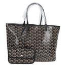 GOYARD Herringbone Saint Louis PM Tote Bag PVC Leather Black Auth yk18382SM-1