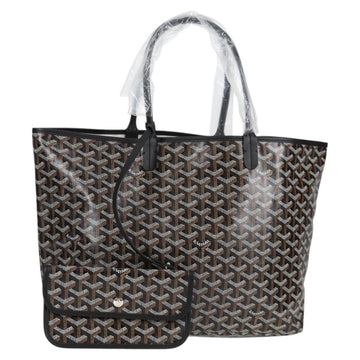 GOYARD Herringbone Saint Louis PM Tote Bag PVC Leather Black Auth yk18382SM