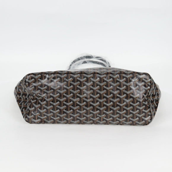 GOYARD Herringbone Saint Louis PM Tote Bag PVC Leather Black Auth yk18382SM