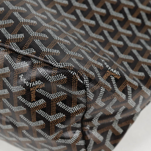 GOYARD Herringbone Saint Louis PM Tote Bag PVC Leather Black Auth yk18382SM