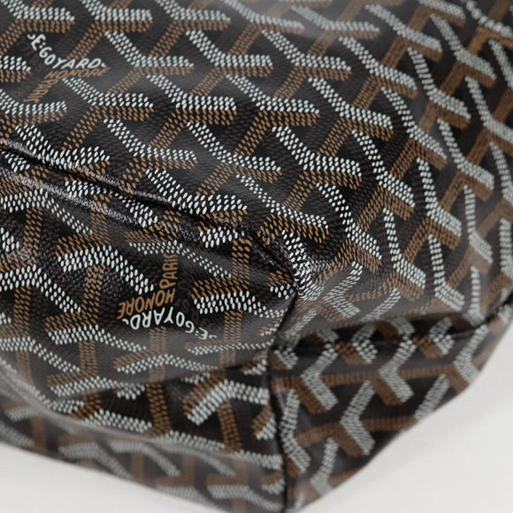 GOYARD Herringbone Saint Louis PM Tote Bag PVC Leather Black Auth yk18382SM