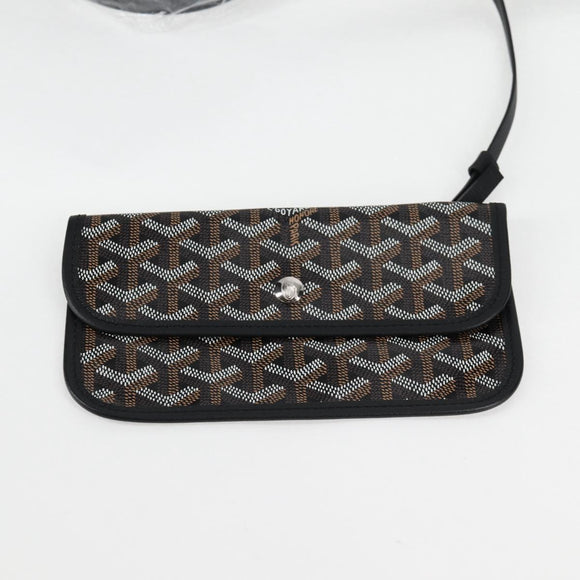 GOYARD Herringbone Saint Louis PM Tote Bag PVC Leather Black Auth yk18382SM