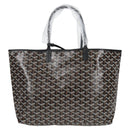 GOYARD Herringbone Saint Louis PM Tote Bag PVC Leather Black Auth yk18382SM-13
