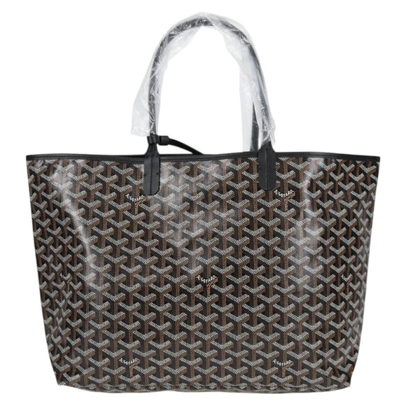 GOYARD Herringbone Saint Louis PM Tote Bag PVC Leather Black Auth yk18382SM