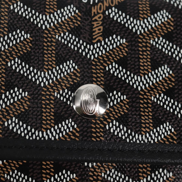 GOYARD Herringbone Saint Louis PM Tote Bag PVC Leather Black Auth yk18382SM