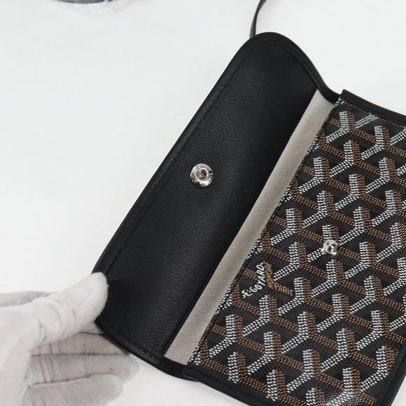 GOYARD Herringbone Saint Louis PM Tote Bag PVC Leather Black Auth yk18382SM