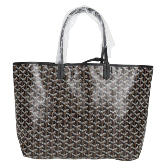 GOYARD Herringbone Saint Louis PM Tote Bag PVC Leather Black Auth yk18382SM
