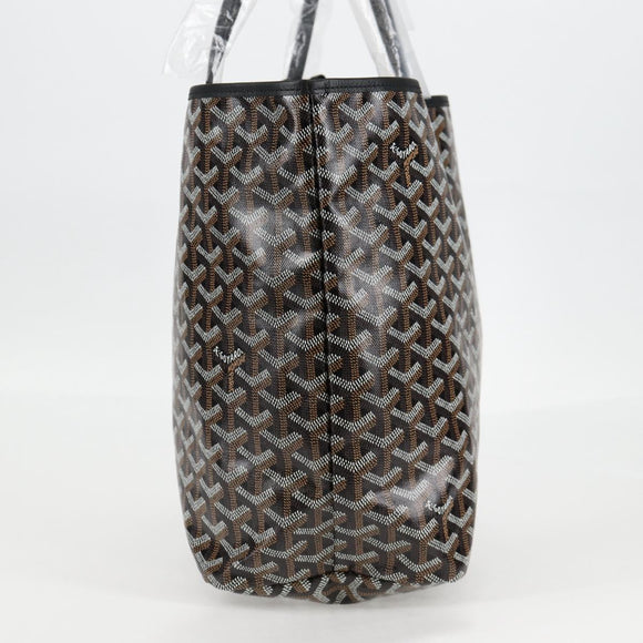 GOYARD Herringbone Saint Louis PM Tote Bag PVC Leather Black Auth yk18382SM