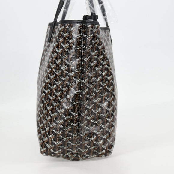 GOYARD Herringbone Saint Louis PM Tote Bag PVC Leather Black Auth yk18382SM