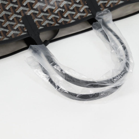 GOYARD Herringbone Saint Louis PM Tote Bag PVC Leather Black Auth yk18382SM