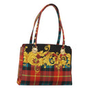 VERSACE Tote Bag Canvas Red Gold Auth yk18395-1