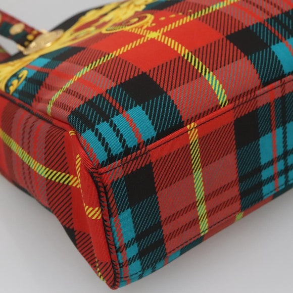 VERSACE Tote Bag Canvas Red Gold Auth yk18395