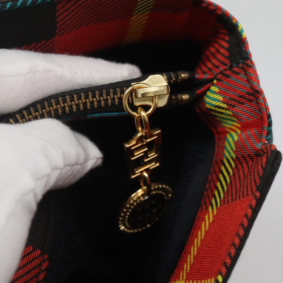 VERSACE Tote Bag Canvas Red Gold Auth yk18395