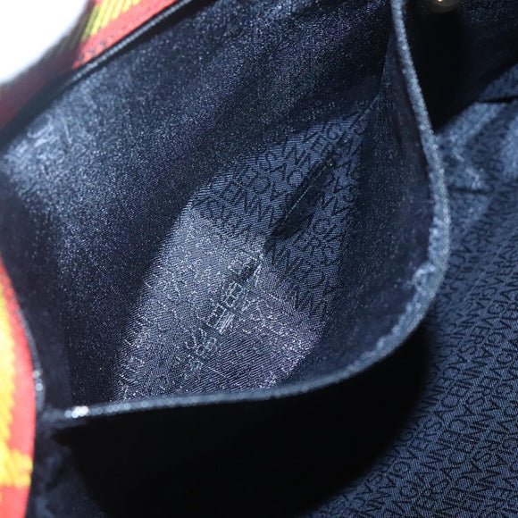 VERSACE Tote Bag Canvas Red Gold Auth yk18395