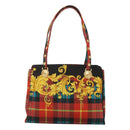 VERSACE Tote Bag Canvas Red Gold Auth yk18395-13