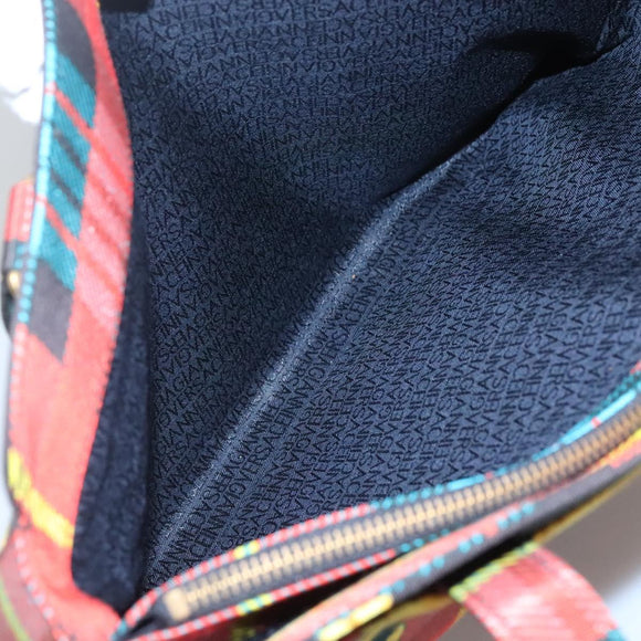 VERSACE Tote Bag Canvas Red Gold Auth yk18395