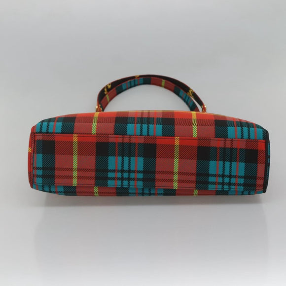 VERSACE Tote Bag Canvas Red Gold Auth yk18395