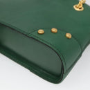 CELINE Chain Shoulder Bag Leather Green Gold Auth yk18399-15