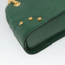 CELINE Chain Shoulder Bag Leather Green Gold Auth yk18399-16