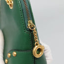 CELINE Chain Shoulder Bag Leather Green Gold Auth yk18399-17