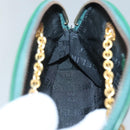 CELINE Chain Shoulder Bag Leather Green Gold Auth yk18399-19