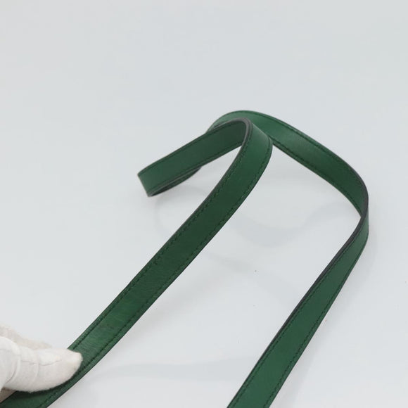 CELINE Chain Shoulder Bag Leather Green Gold Auth yk18399