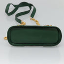 CELINE Chain Shoulder Bag Leather Green Gold Auth yk18399-5