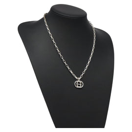 GUCCI Interlocking Necklace Ag925 Silver Auth yk18400