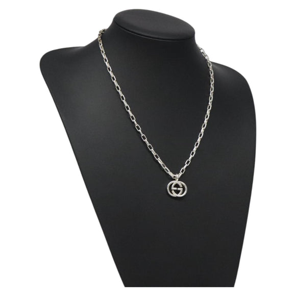 GUCCI Interlocking Necklace Ag925 Silver Auth yk18400