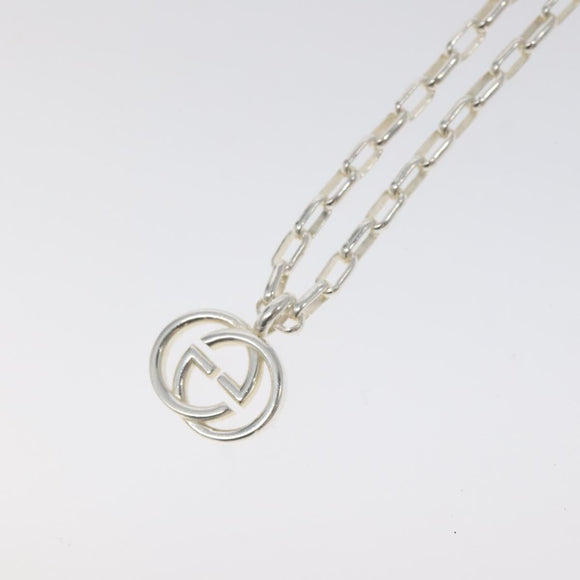 GUCCI Interlocking Necklace Ag925 Silver Auth yk18400