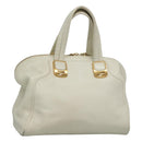 FENDI Chameleon Hand Bag Leather 2way White Gold Auth yk18403-1